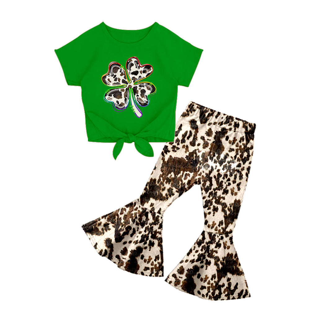 Baby Girls St Patric Day Cowhide Bell pants sets