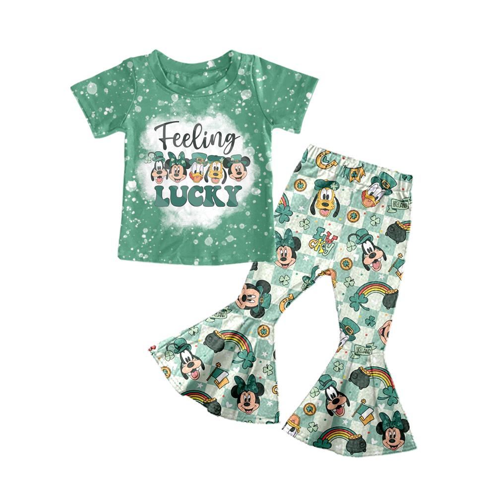 Baby Girls St Patrick Day Cartoon Bell Pants Clothes Sets