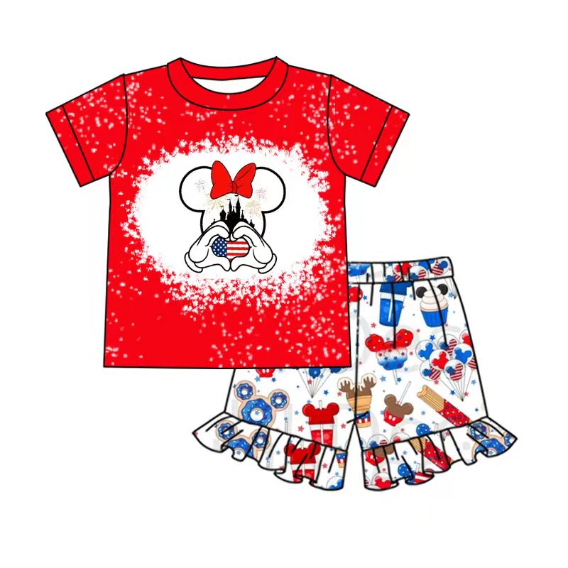 Baby girls 4th of July castle ruffle shorts