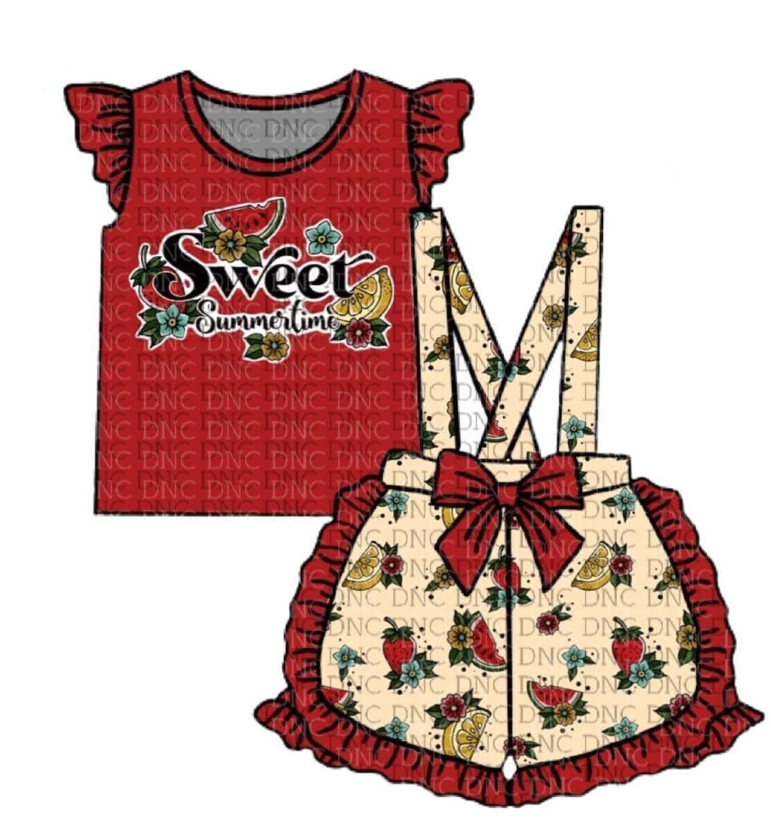 Baby girls sweet summertime suspender shorts sets