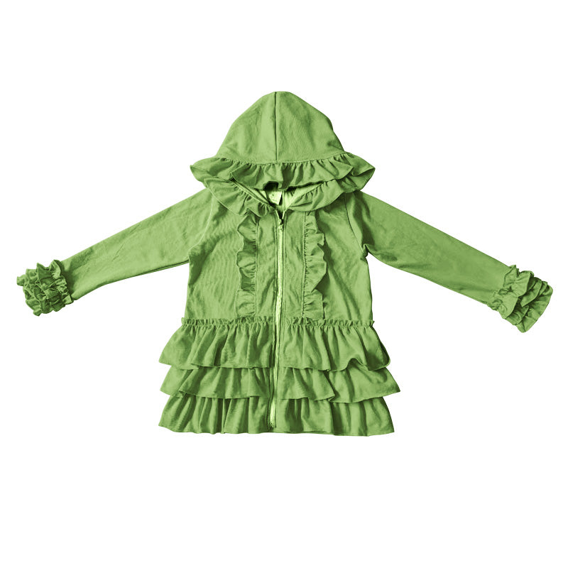 Baby girls ruffle olive green jackets cardigans