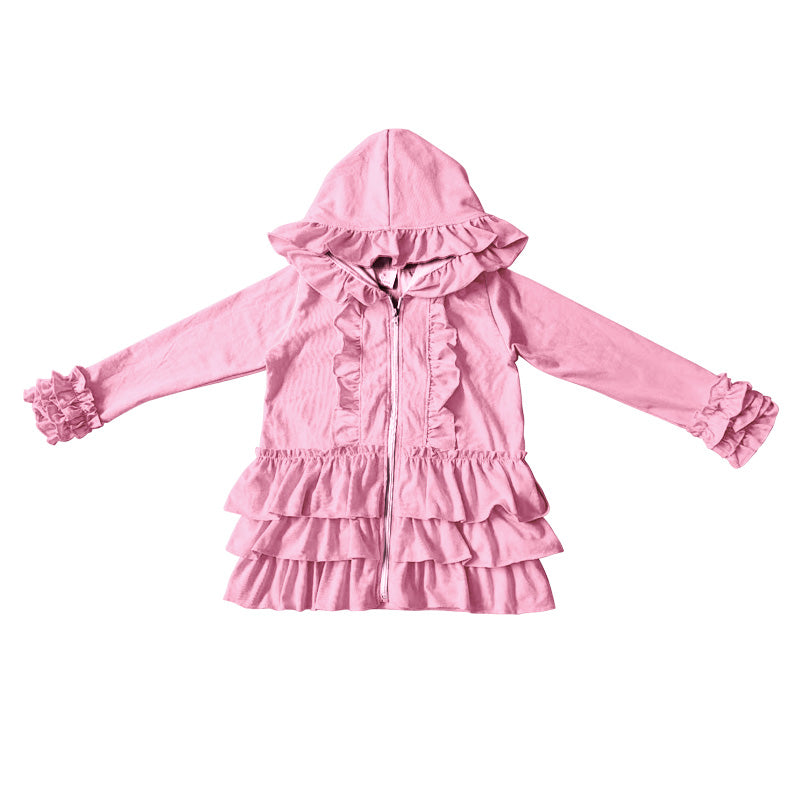 Baby girls ruffle pink zip jackets cardigans