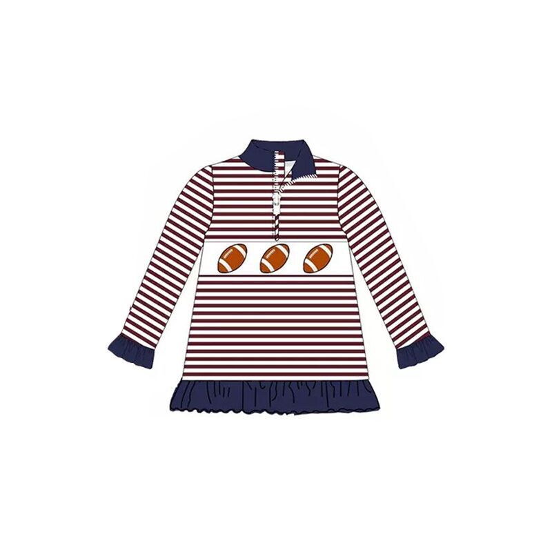 Baby girls football zip pullover tops
