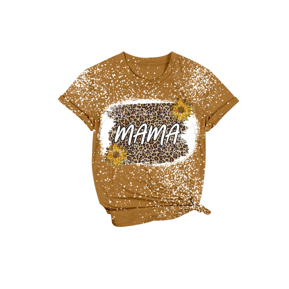 Women Adult Mama leopard Sunflowers Shirts