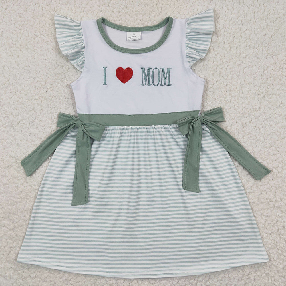 Baby Girls I Love Mom Bow Dresses
