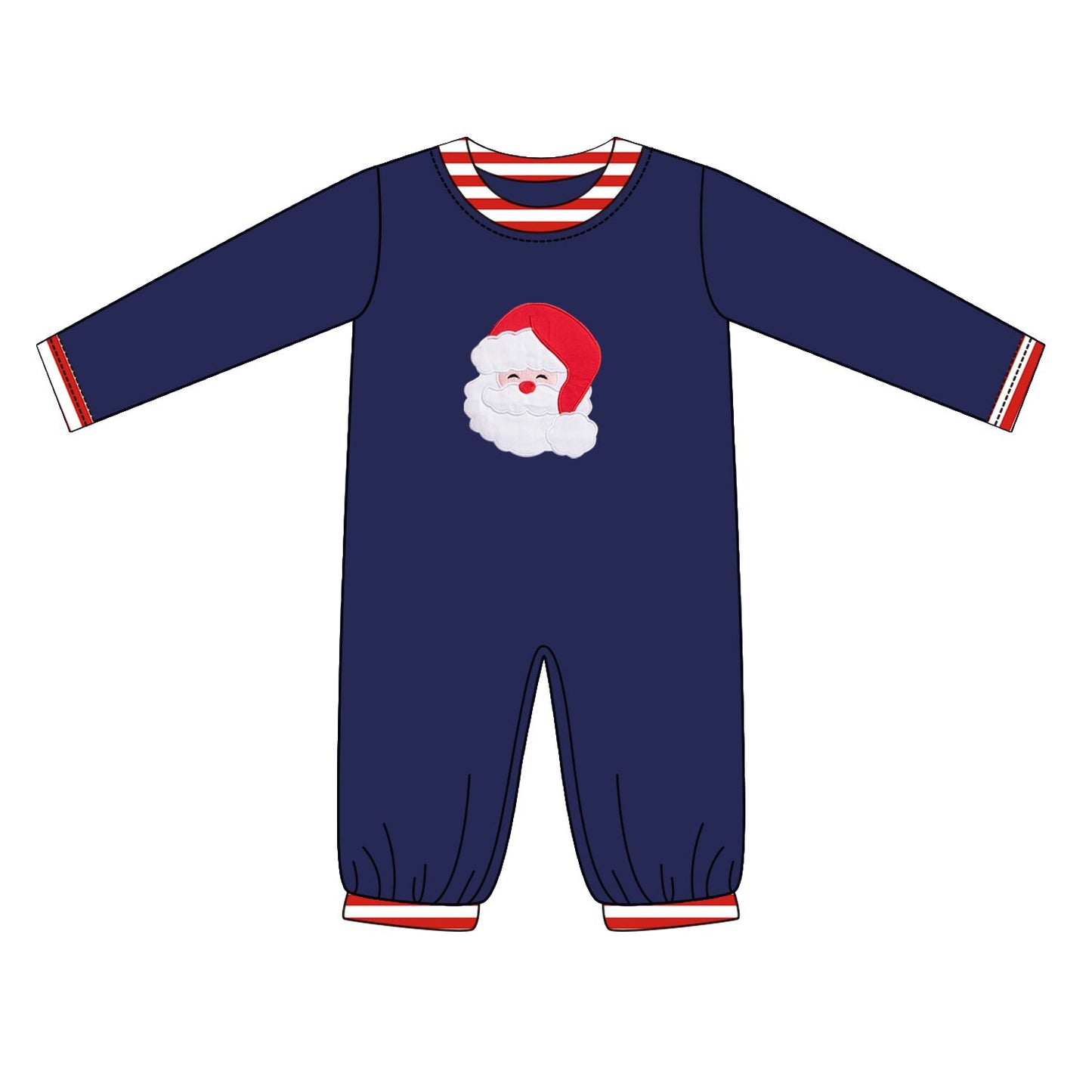 Baby boys navy Christmas santa rompers