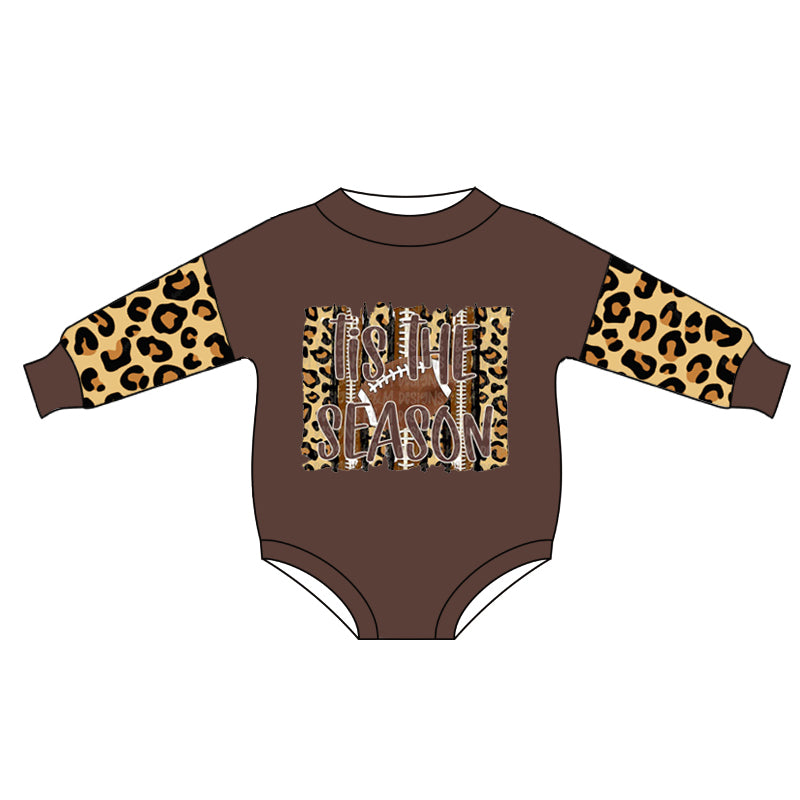 Baby Girls Season Baseball leopard rompers preorder