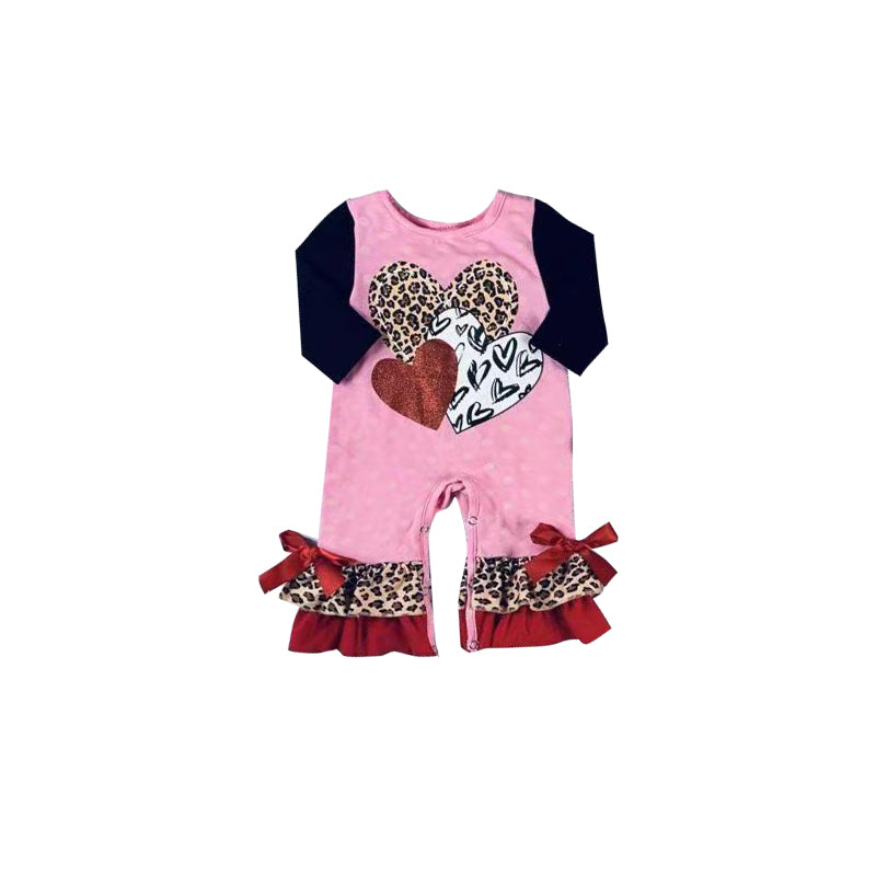 Baby Girls Valentines Hearts Sibling rompers