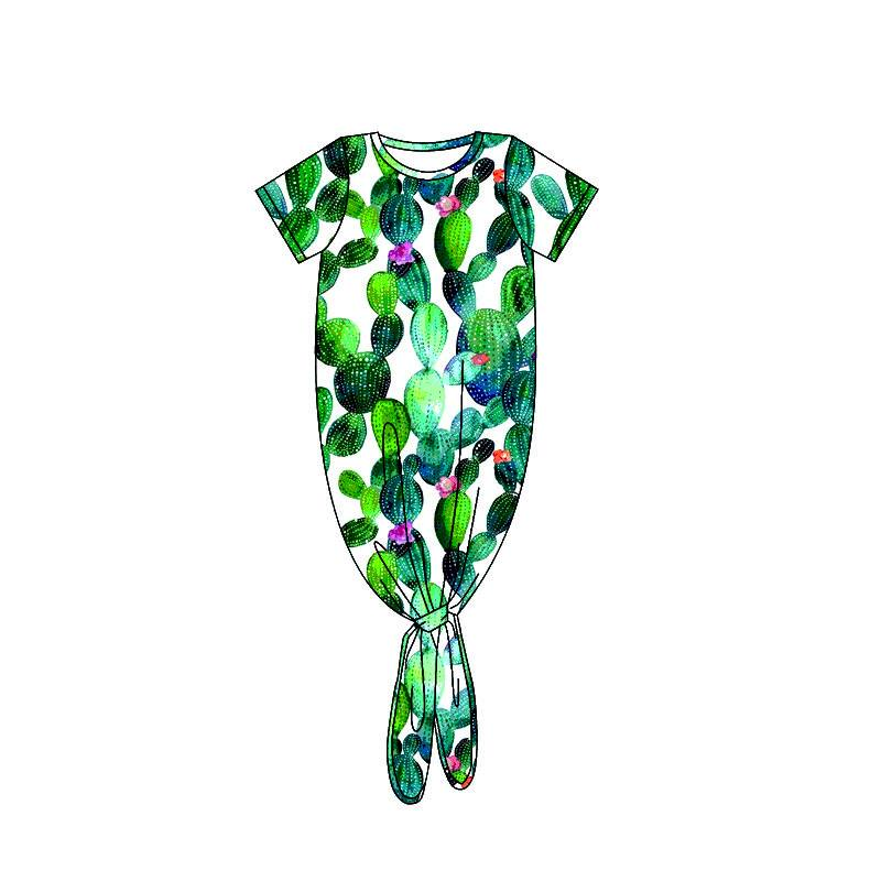 Baby newborn western green cactus gown