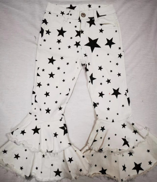 Baby Girls Double Star Ruffle Denim Bell Pants