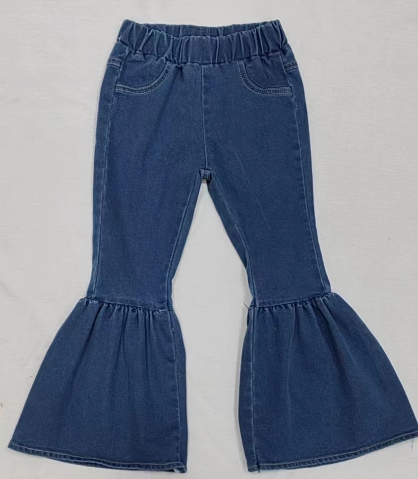 Baby Girls Blue Pocket Denim Bell Pants