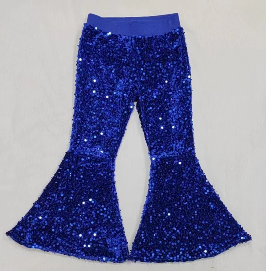 Baby Girls Blue Sequin Bell Bottom Pants