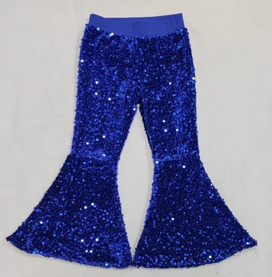 Baby Girls Blue Sequin Bell Bottom Pants