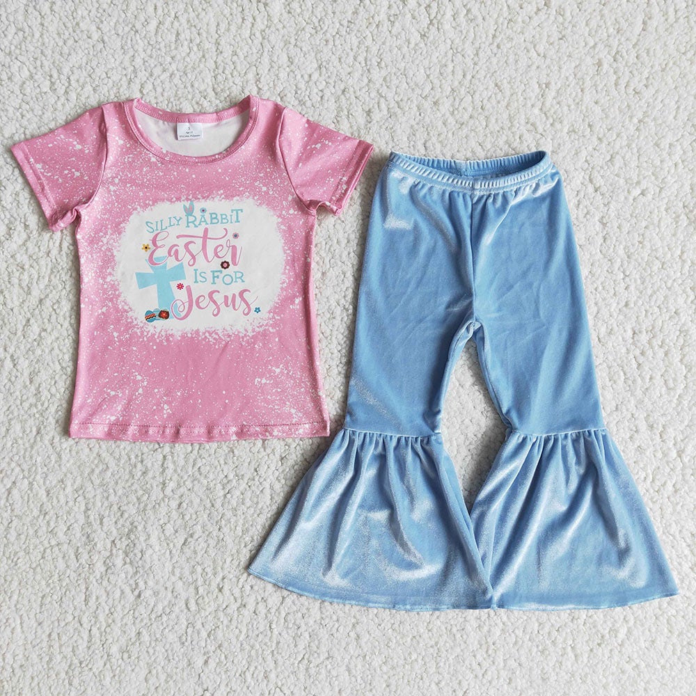 Baby Girls easter is for jesus velvet pants sets