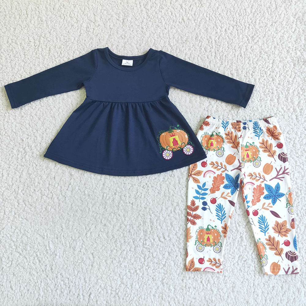 Fall pumpkin 3pcs scarf pants clothes sets(can choose scarf here)