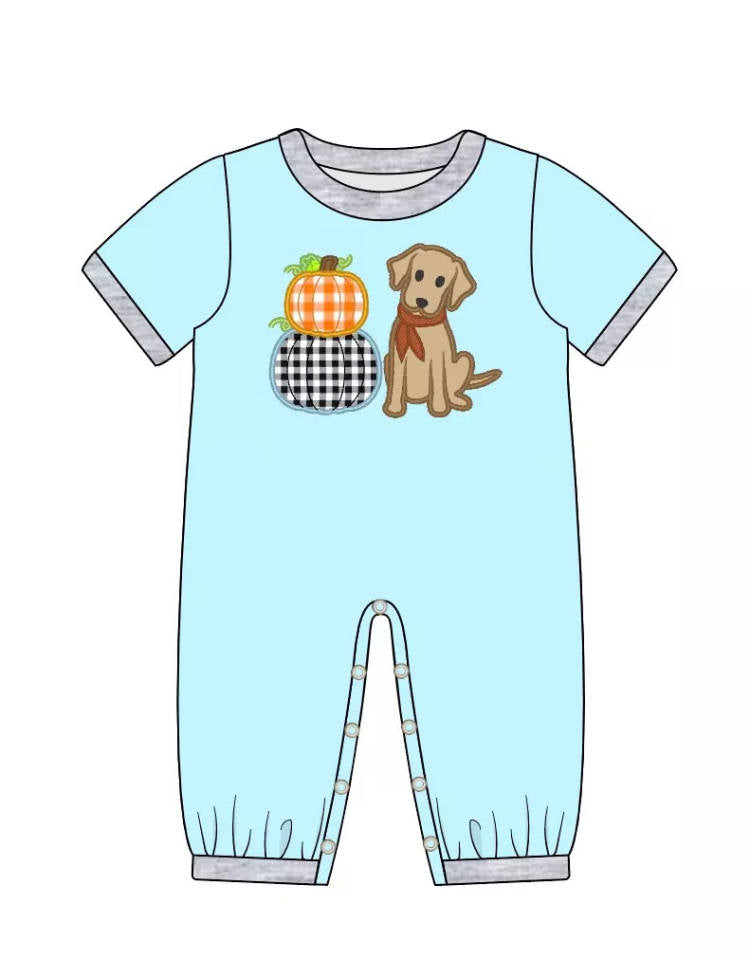 Baby boys pumpkin dogs rompers