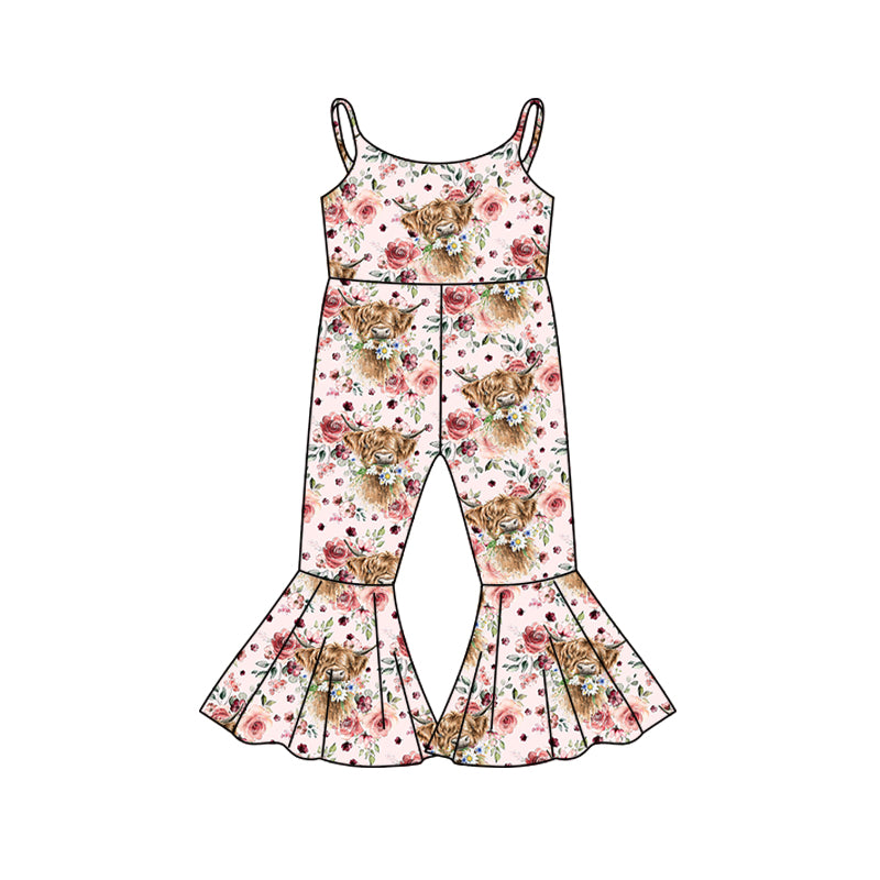 Baby girls Pink Cow floral jumpsuits