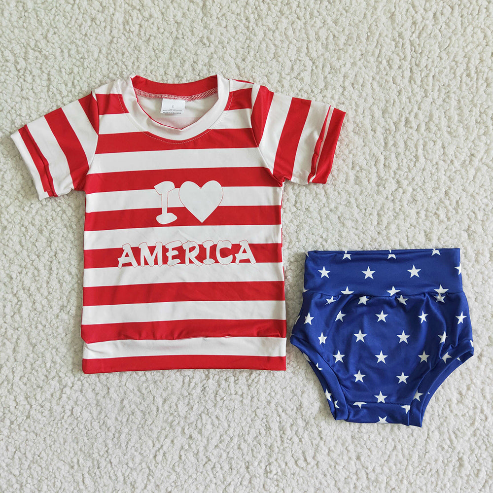 Baby girls 4th of july summer bummie sets(can choose headband here)
