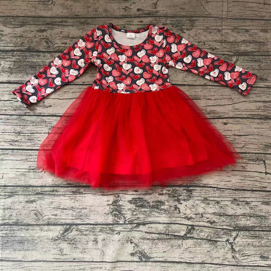 Valentines heart print tutu chiffon dresses