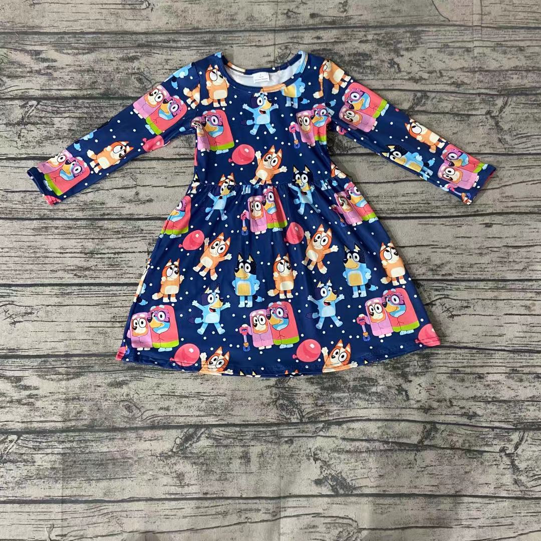 Dog cartoon blue dresses