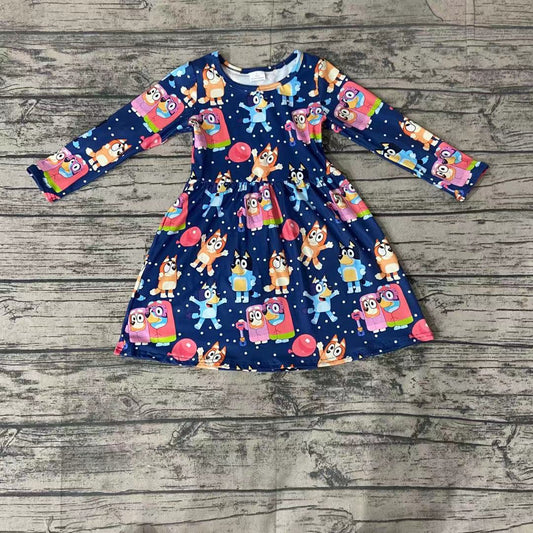 Dog cartoon blue dresses