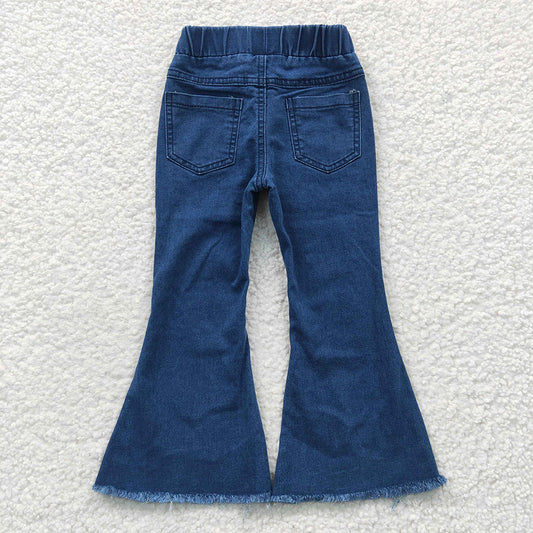 Baby Girls Blue Bleached Denim Bell Pants