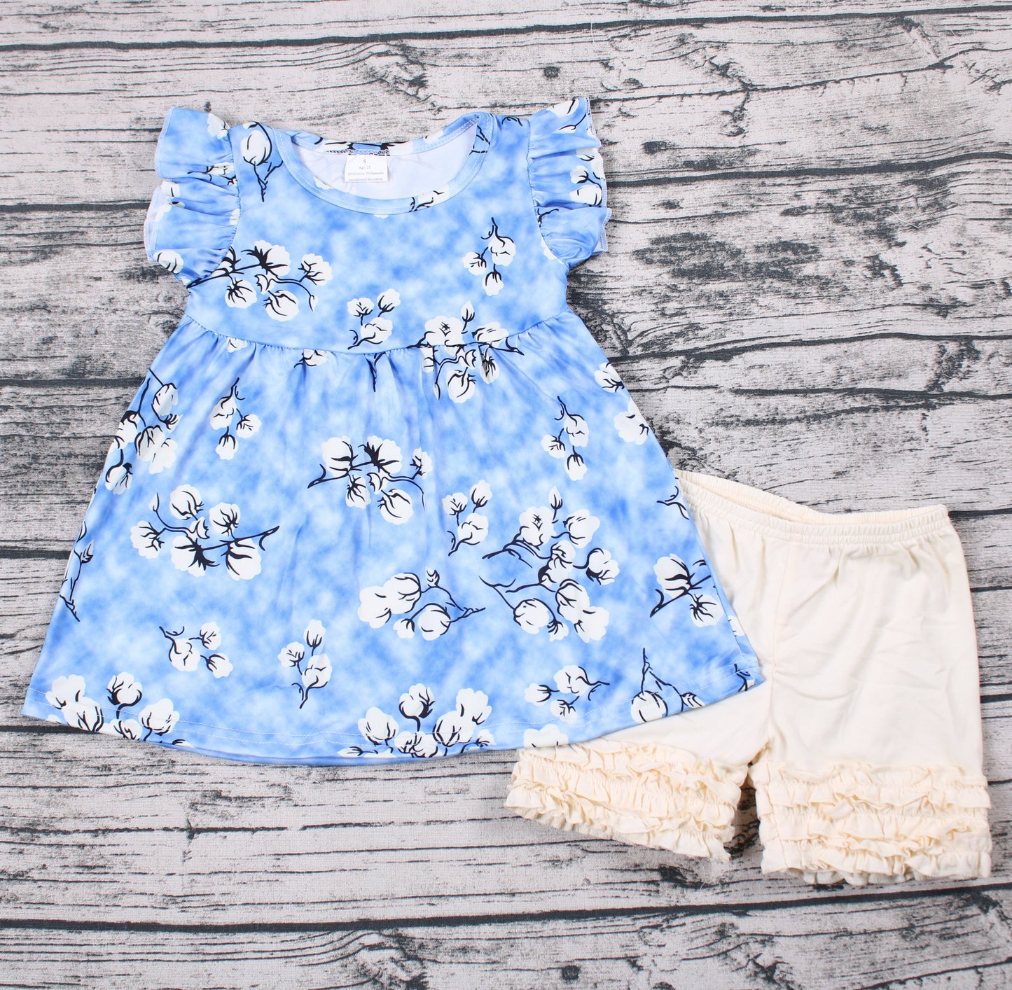 Blue Cotton shorts set