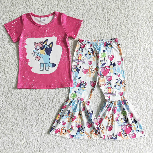 Baby Girls Valentines dog cartoon bell pants clothing sets