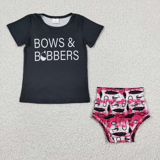 Baby Kids Bows and Bobbers Bummie Sets(Can choose headband here)