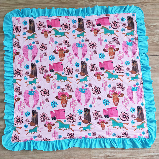 Baby kids western hotpink boots blankets