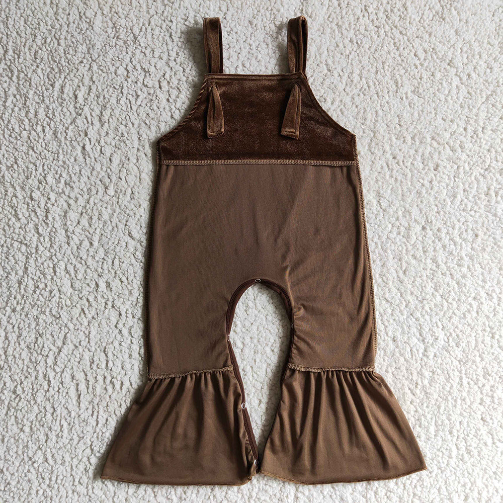 Baby girls velvet dark green overalls Jumpsuits