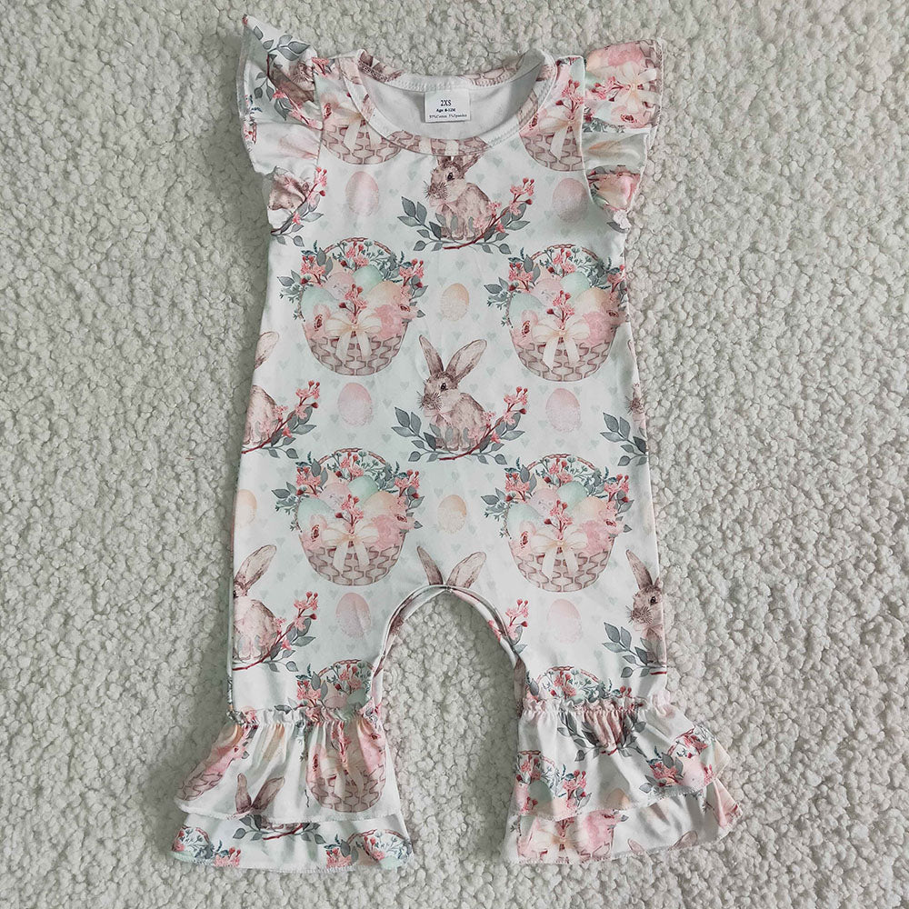 Baby girls easter flutter sleeve rompers