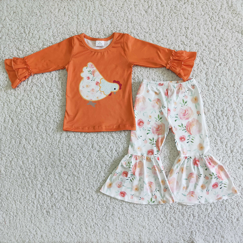 Orange Chicken Floral pants sets