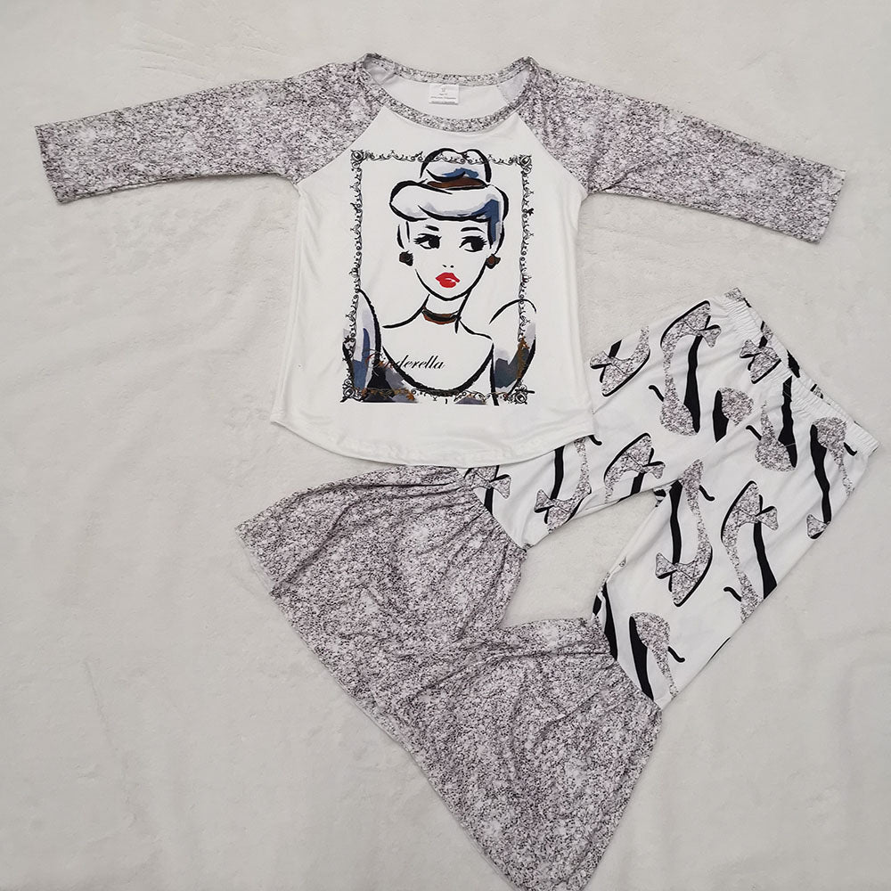 Baby girls princess crystal shoes bell pants clothes sets