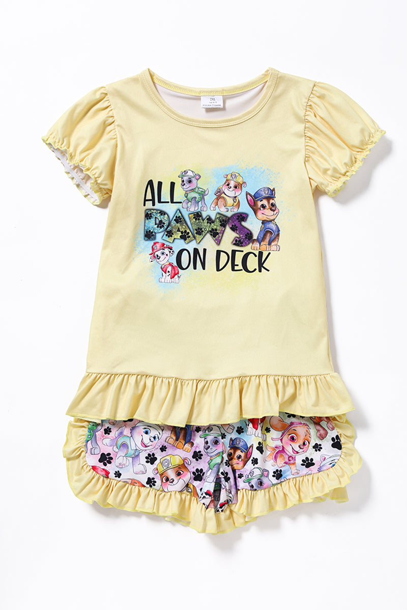 Children summer cartoon dogs shorts sets
