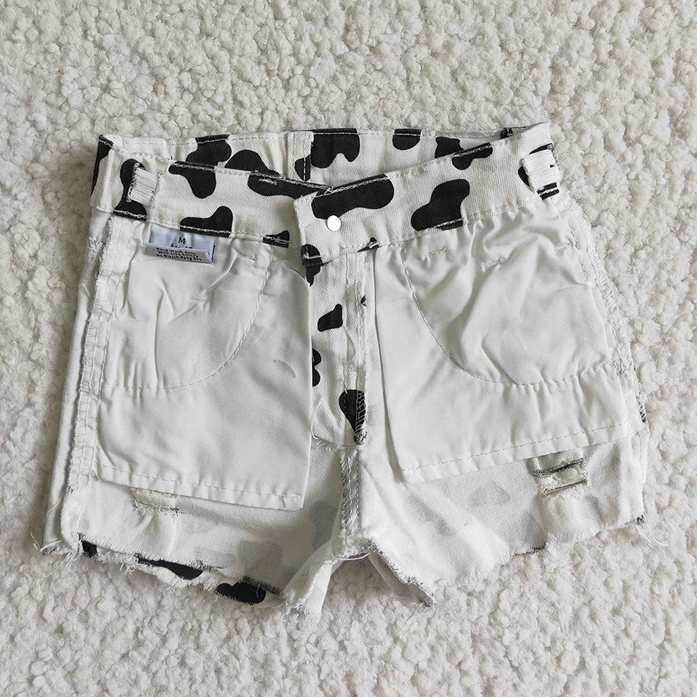 Baby Girls cow print summer denim shorts