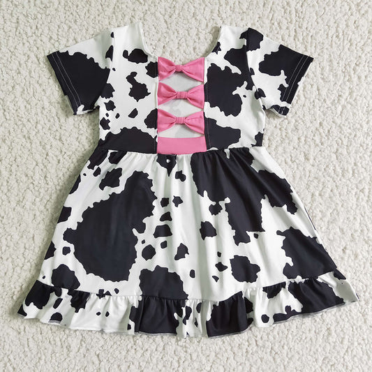 Baby girls cow print knee length dresses