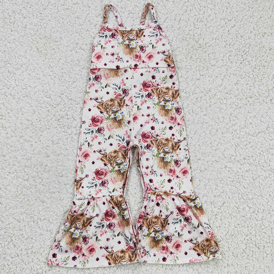 Baby girls Pink Cow floral jumpsuits