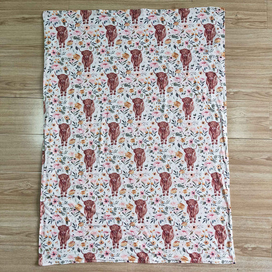 Baby Girls pink cow western blankets
