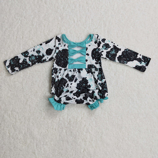 Baby cow blue leopard rompers