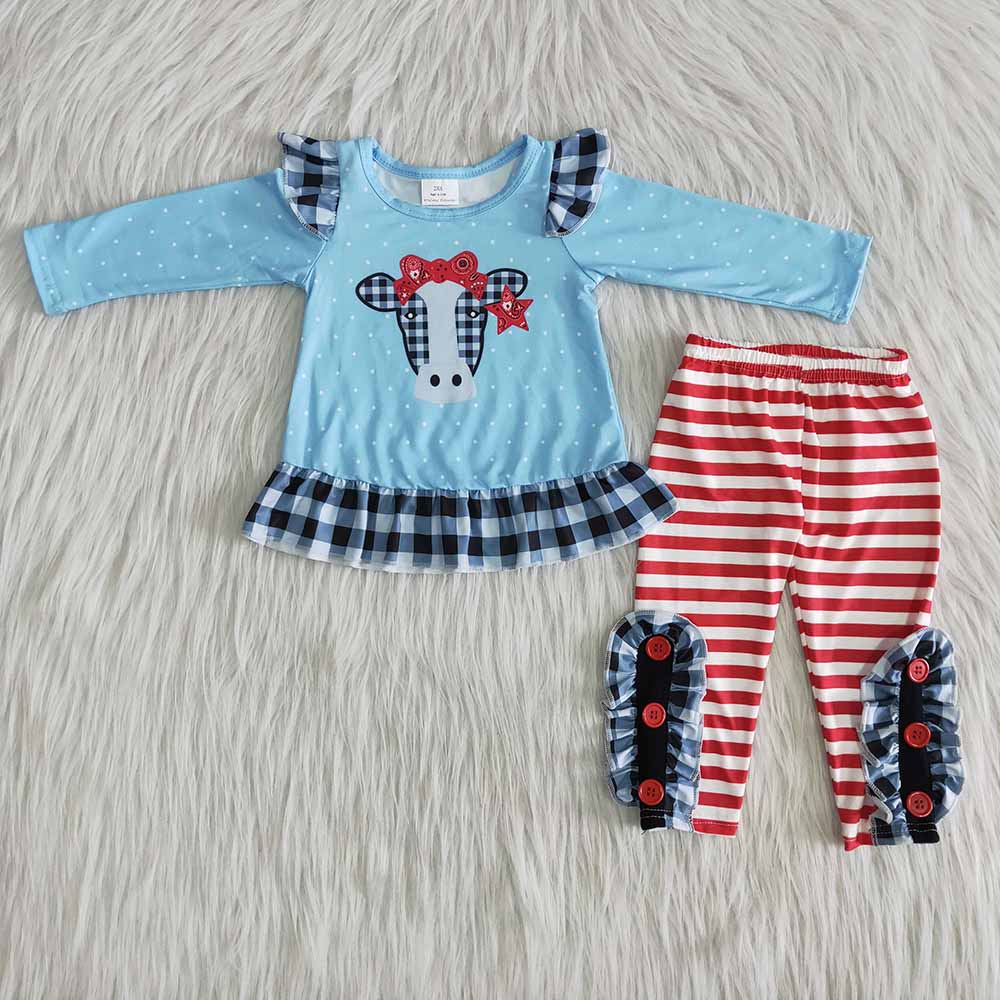 Cow stripe pants set