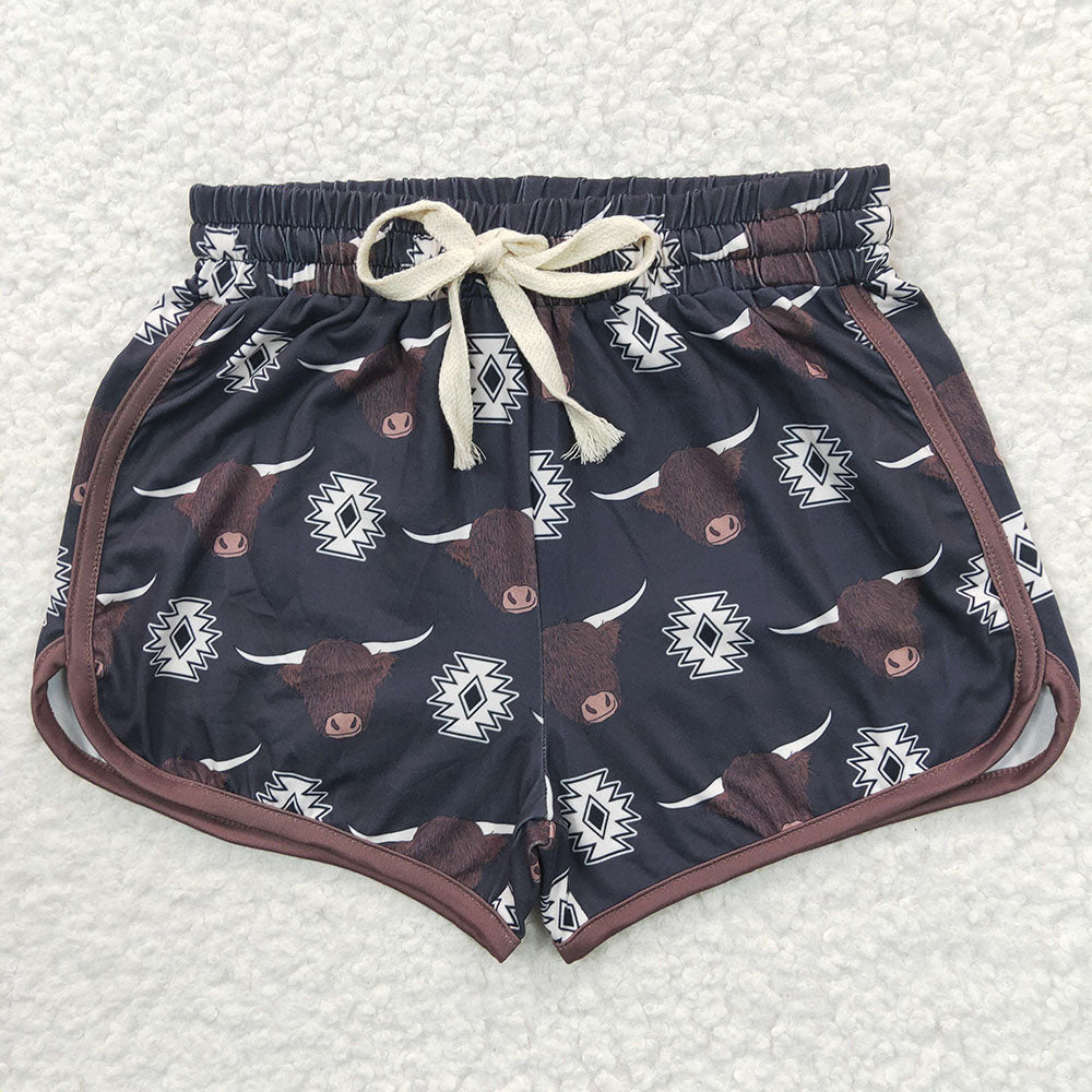 Baby Girls Western Black Cow Sports Summer Shorts