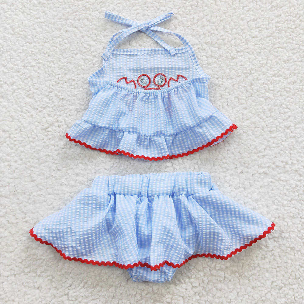 Baby Girls 2pcs Summer Crab Seersucker Bummie Sets