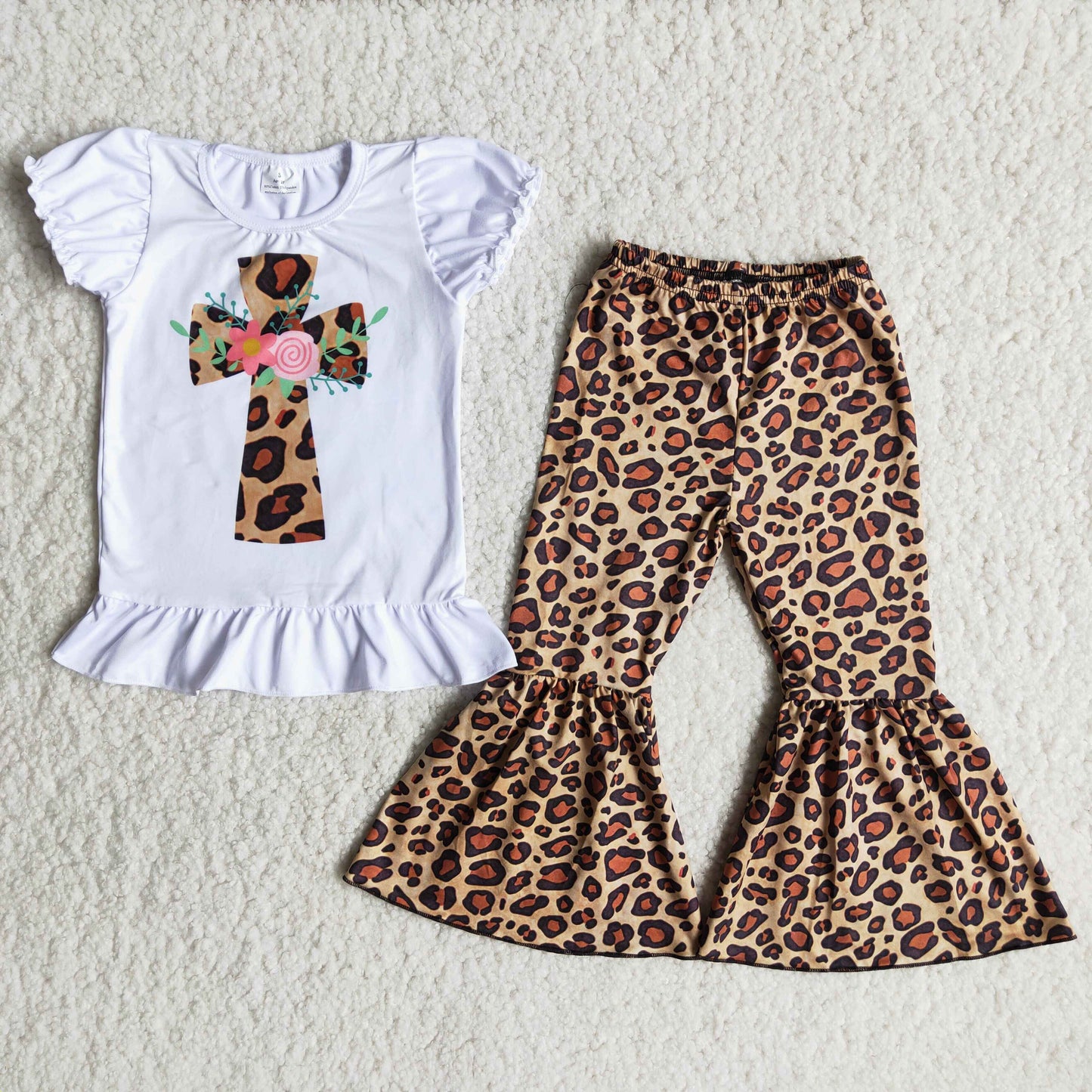 Short Sleeve cross leopard bell sets