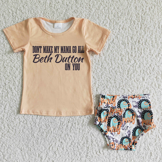 Baby girls western beth summer bummie sets(can choose headband here)