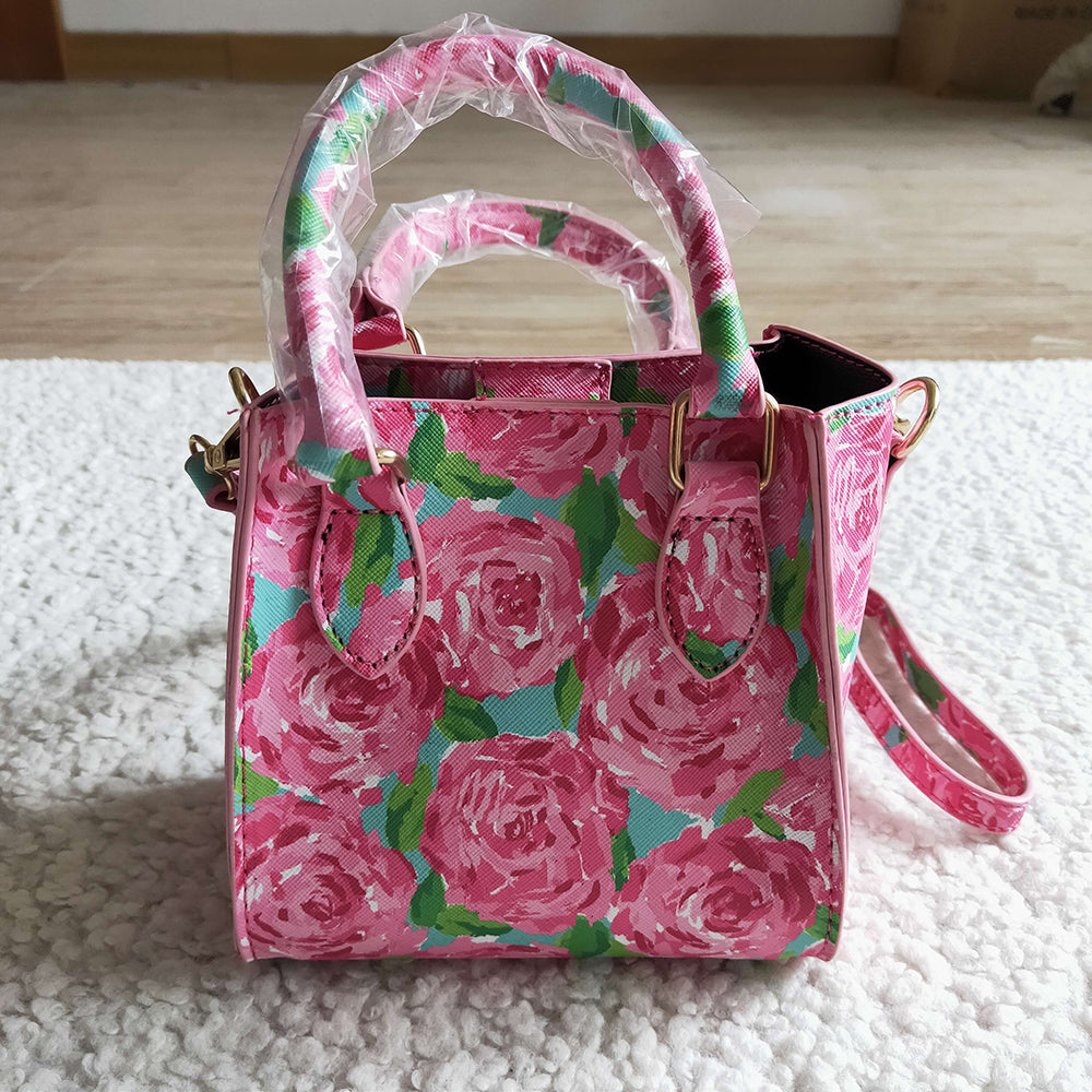 Pink flower rose baby girls cute western bags