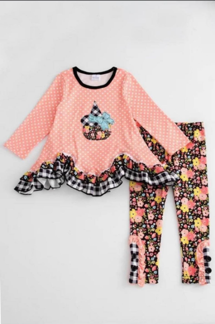 Baby girls floral Halloween hat legging pants sets