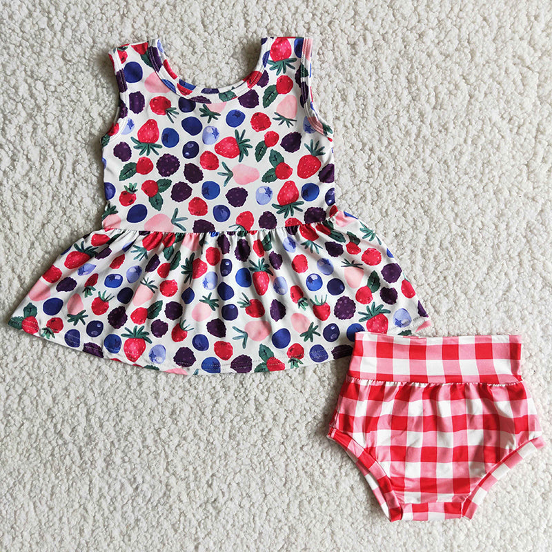 Raspberry plaid soft bummie set