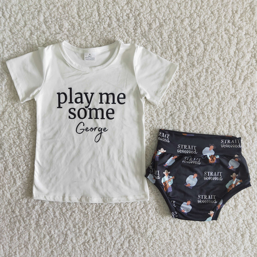 Letter white T-shirt soft bummie set