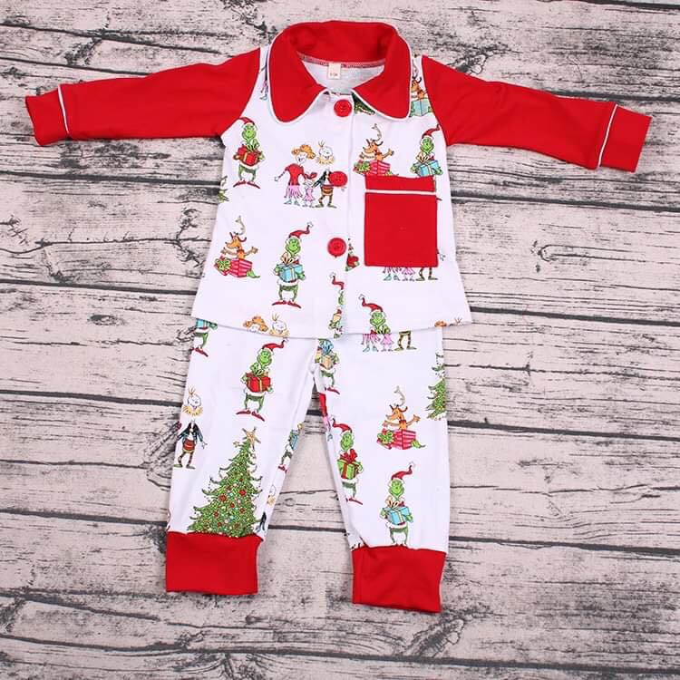 Boys grin tree 2pcs button pajamas